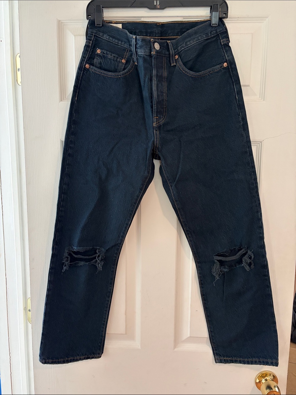 Levi's Indigo Ripped Ankle Crop Jeans